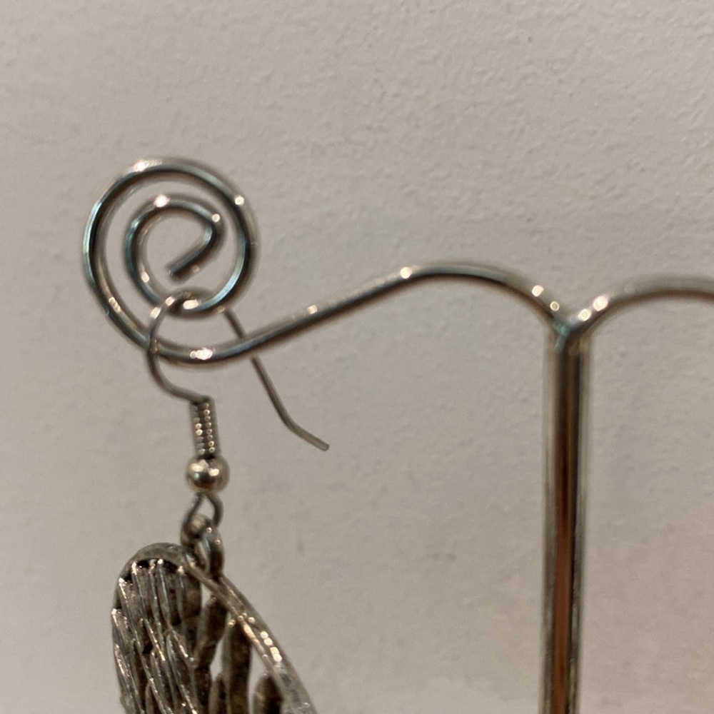 Metal Circle Tree Drop Earrings - Picture 4 of 7